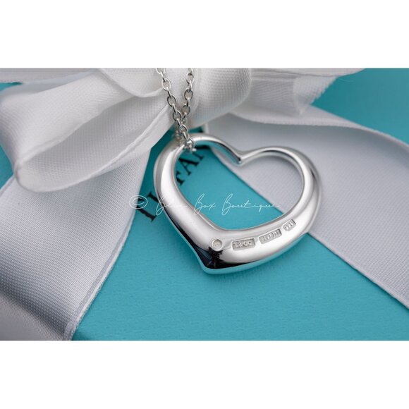 Tiffany & Co. Elsa Peretti Large 27mm Open Heart Pendant Necklace on 18" Chain - Picture 6 of 8
